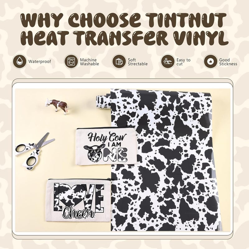 Tintnut Leopard Heat Transfer Vinyl- 12 x5ft Black and White Cow Patterned Iron on Vinyl for T-Shirts Clothing Bags Heat Transfer Vinyl for All Cutting Machine - Image 3